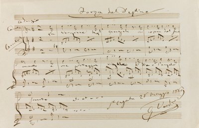 Muzikale citaat uit La forza del destino, St Agata, 28 mei 1869, 1869 door Giuseppe Verdi