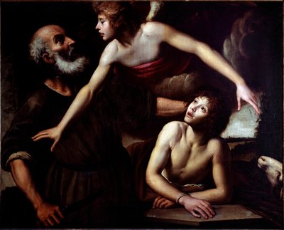 Het offer van Isaac De engel stopt de hand van Abraham door Giuseppe Vermiglio