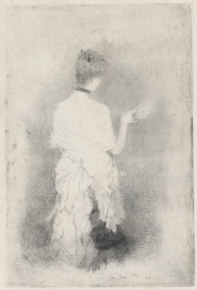 Elegante jonge vrouw van achteren gezien door Giuseppe de Nittis