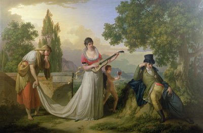 Een romantische allegorische scène door Giuseppe or Josef Grassi