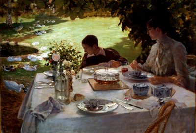 Ontbijt in de tuin door Giuseppe or Joseph de Nittis