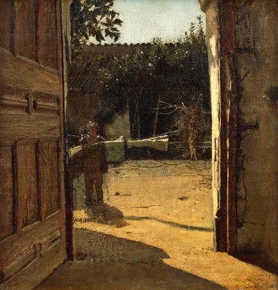 Binnenplaats in de zon, interieur van landhuis door Giuseppe or Joseph de Nittis