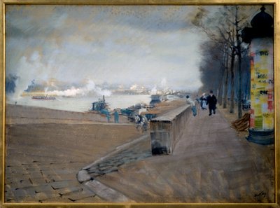 De Seine in Parijs door Giuseppe or Joseph de Nittis