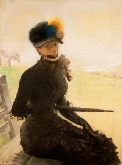 La femme aux pompons (Een vrouw met pompon) door Giuseppe or Joseph de Nittis