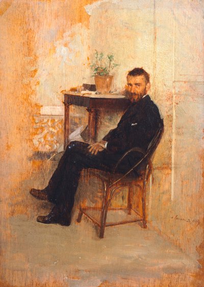 Portret van Adriano Cecioni, door Giuseppe de Nittis (1846-1884) door Giuseppe or Joseph de Nittis