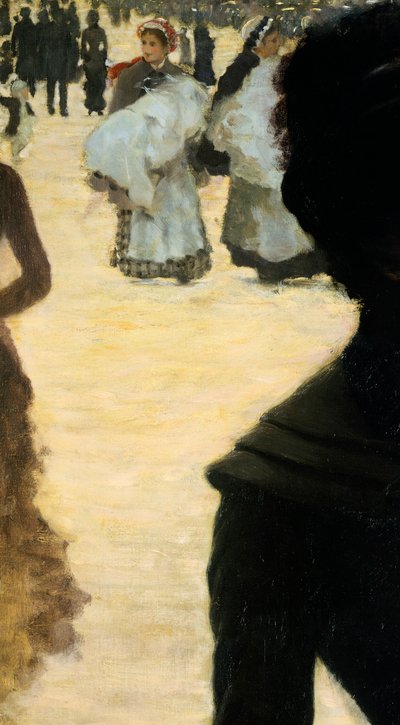Terugkeer uit het Bois de Boulogne, Dame met een hond (detail) door Giuseppe or Joseph de Nittis