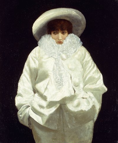 Sarah Bernhardt als Pierrot door Giuseppe or Joseph de Nittis