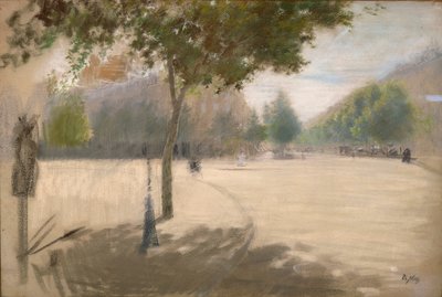 Zonnig plein door Giuseppe or Joseph de Nittis
