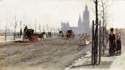 De Victoria Embankment, Londen, 1875 door Giuseppe or Joseph de Nittis