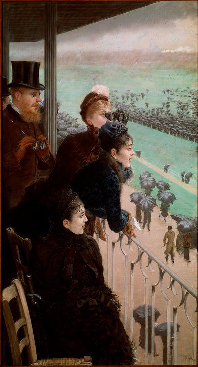 De races in het Bois de Boulogne door Giuseppe or Joseph de Nittis