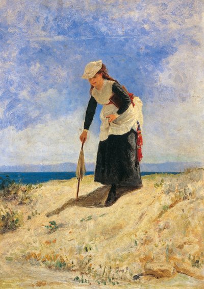 Vrouw in zand, circa 1875, door Giuseppe de Nittis door Giuseppe or Joseph de Nittis