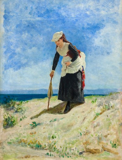 Vrouw op het strand, circa 1875 door Giuseppe or Joseph de Nittis