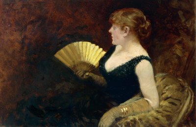 Vrouw met waaier door Giuseppe or Joseph de Nittis