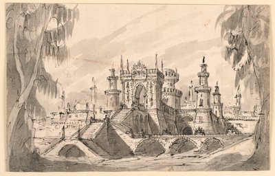 Toneelontwerp, Citadel aan een rivier door Giuseppino Galliari