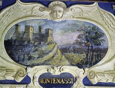 Montemassi, uit een serie cartouches met afbeeldingen van de residenties van Conte Pannochieschi d
