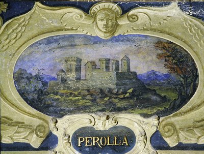 Perolla, uit een serie cartouches met afbeeldingen van de residenties van Conte Pannochieschi d