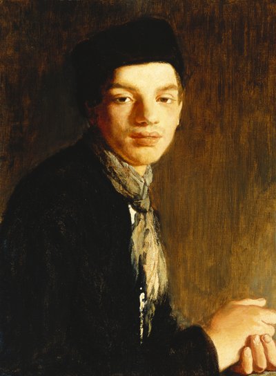 Een Jongeling, half lengte, met een Zwarte Hoed en een Halsdoek, c. 1911 door Glyn Warren Philpot