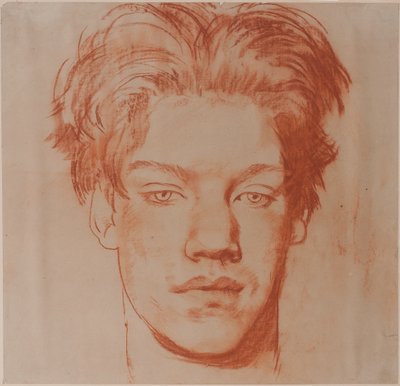 Hoofd van een jonge man (rode krijt) door Glyn Warren Philpot