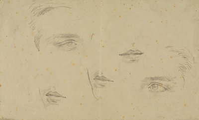 Studies van ogen en monden, pagina uit een schetsboek door Glyn Warren Philpot