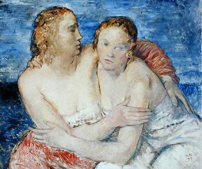Twee meisjes, een portret van de nichtjes van de kunstenaar door Glyn Warren Philpot