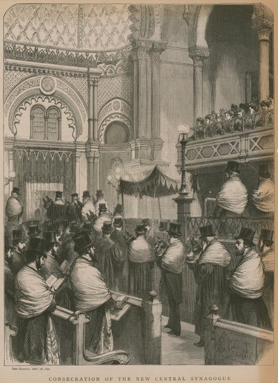 Inwijding van de Nieuwe Centrale Synagoge (gravure) door Godefroy Durand