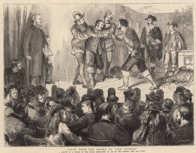Scène uit het drama van Don Guzman (gravure) door Godefroy Durand
