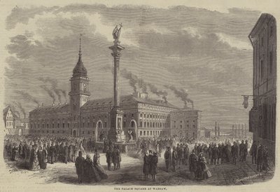 Het Paleisplein in Warschau door Godefroy Durand