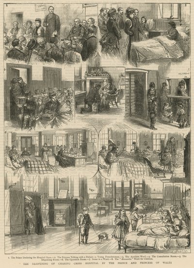 De heropening van Charing Cross Hospital door de Prins en Prinses van Wales (gravure) door Godefroy Durand