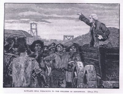Rowland Hill predikt voor de mijnwerkers in Kingswood door Godfrey C. Hindley