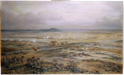 De Aanval op Cronje’s Kracht bij Vedute Drift nabij Paardeberg, 1900 door Godfrey Douglas Giles