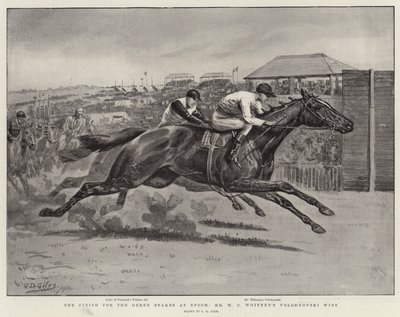 De finish van de Derby Stakes in Epsom, Mr W C Whitney