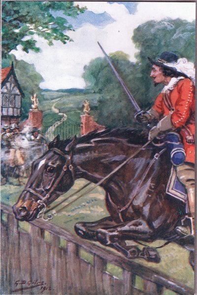 De Romantiek van Britonmarte: Maar ze haalde de eikenhouten tafel net, uit Gedichten van Adam Lindsay Gordon gepubliceerd door T. N. Foulis, 1912 door Godfrey Douglas Giles