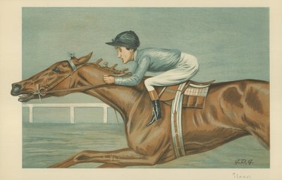 Tod Sloan, een Amerikaanse jockey, 25 mei 1899, Vanity Fair cartoon door Godfrey Douglas Giles