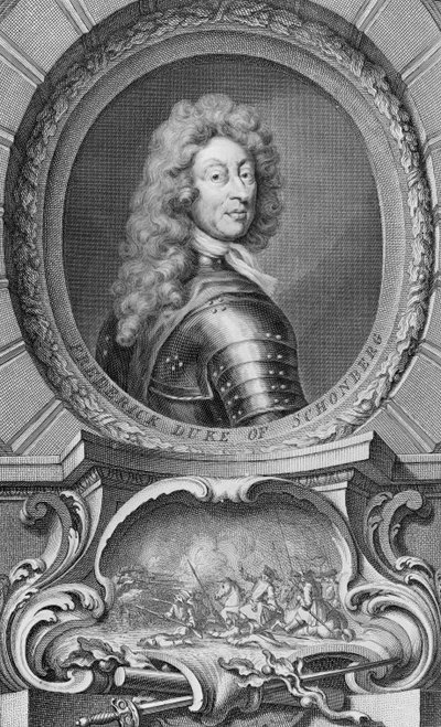 Frederik, Hertog van Schomberg (1615-90) gegraveerd door Jacobus Houbraken (1698-1780) door Godfrey Kneller