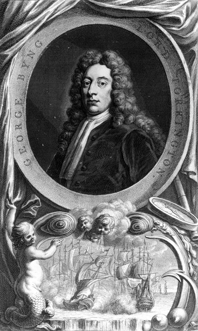 George Byng, 1e Burggraaf Torrington, gegraveerd door Jacobus Houbraken, 1747 door Godfrey Kneller