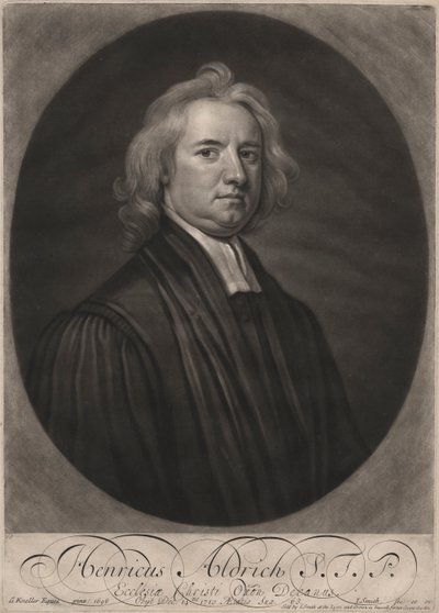 Henricus Aldrich, gegraveerd door John Smith, 1696 door Godfrey Kneller