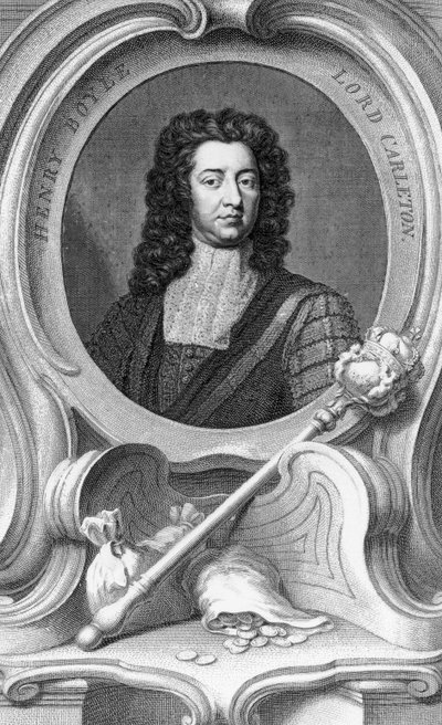 Henry Boyle, Lord Carleton gegraveerd door Jacobus Houbraken, 1740 door Godfrey Kneller