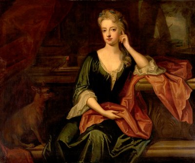Dame met een hond en een papegaai, 17e eeuw door Godfrey Kneller