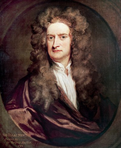 Portret van Isaac Newton (1642-1727), Engels wiskundige, natuurkundige en astronoom door Godfrey Kneller