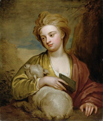 Portret van een Vrouw als St. Agnes, traditioneel geïdentificeerd als Catherine Voss, c.1705-10 door Godfrey Kneller