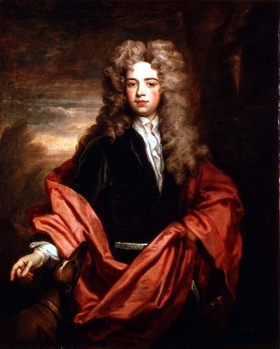 Portret van een heer met een windhond door Godfrey Kneller