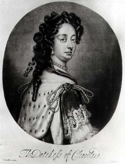 Portret van Barbara Villiers, Hertogin van Cleveland (1641-1709) gegraveerd door J. Smith door Godfrey after Kneller