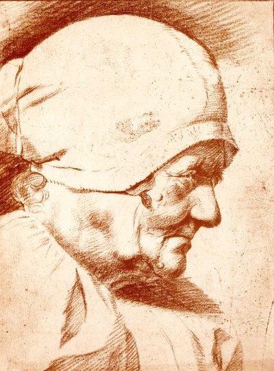 Hoofd van een oude vrouw door Godfried Schalcken