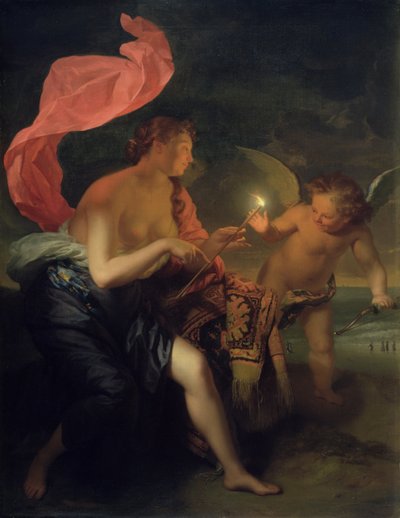 Venus Geeft een Brandende Pijl aan Cupido door Godfried Schalcken