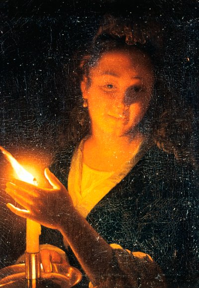 Vrouw met kaars, eind 1660s door Godfried Schalcken