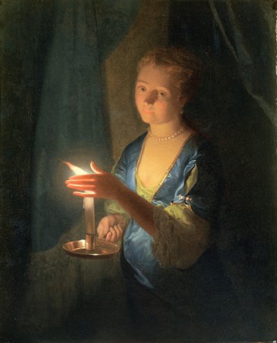 Een Dame met een Kaars door Godfried Schalcken