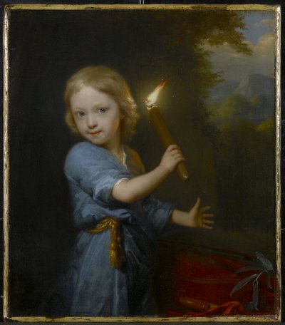 Jongen met een fakkel, 1692 door Godfried Schalcken