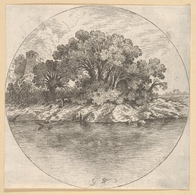 Landschap met Bomen bij het Water door Goffredo Wals