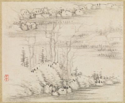 Landschappen en bomen, ca. 1679 door Gong Xian