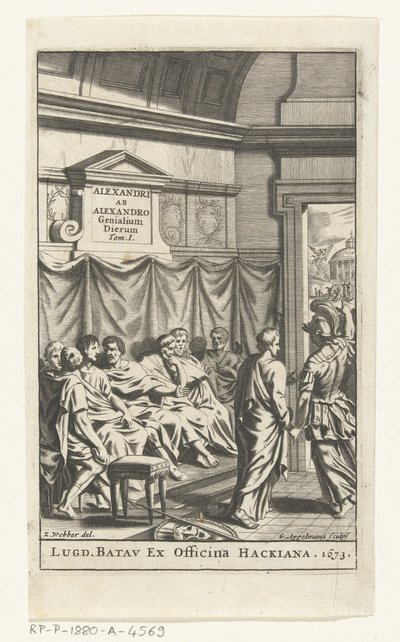 Titelpagina voor Alexander ab Alexandro, Genialium dierum, deel 1, 1673 door Gonsales Appelmans (attributed to)